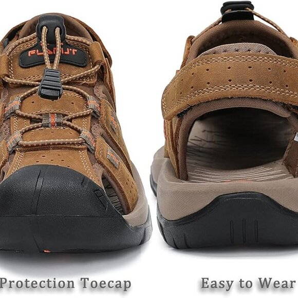 RUMDAX MEN'S LEATHER OUTDOOR CLOSED TOE SPORT SANDALS SIZE EU48-US 14 NWT - Picture 5 of 15